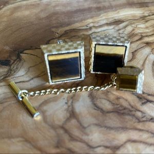 Vintage Cuff Links & Tie Tack Set